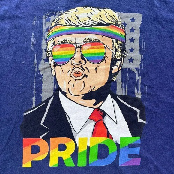 Unisex Navy Blue Trump LGBT Gay Pride Month Short Sleeve T-Shirt Size XL - Picture 2 of 5